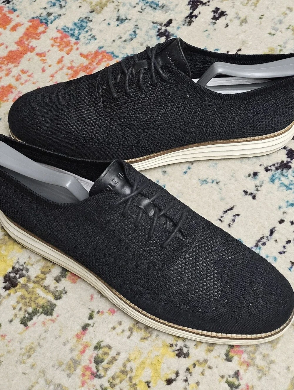 Cole Haan Mens 9.5 M Original Grand Knit Wingtip II Black Ivory Shoes C27959